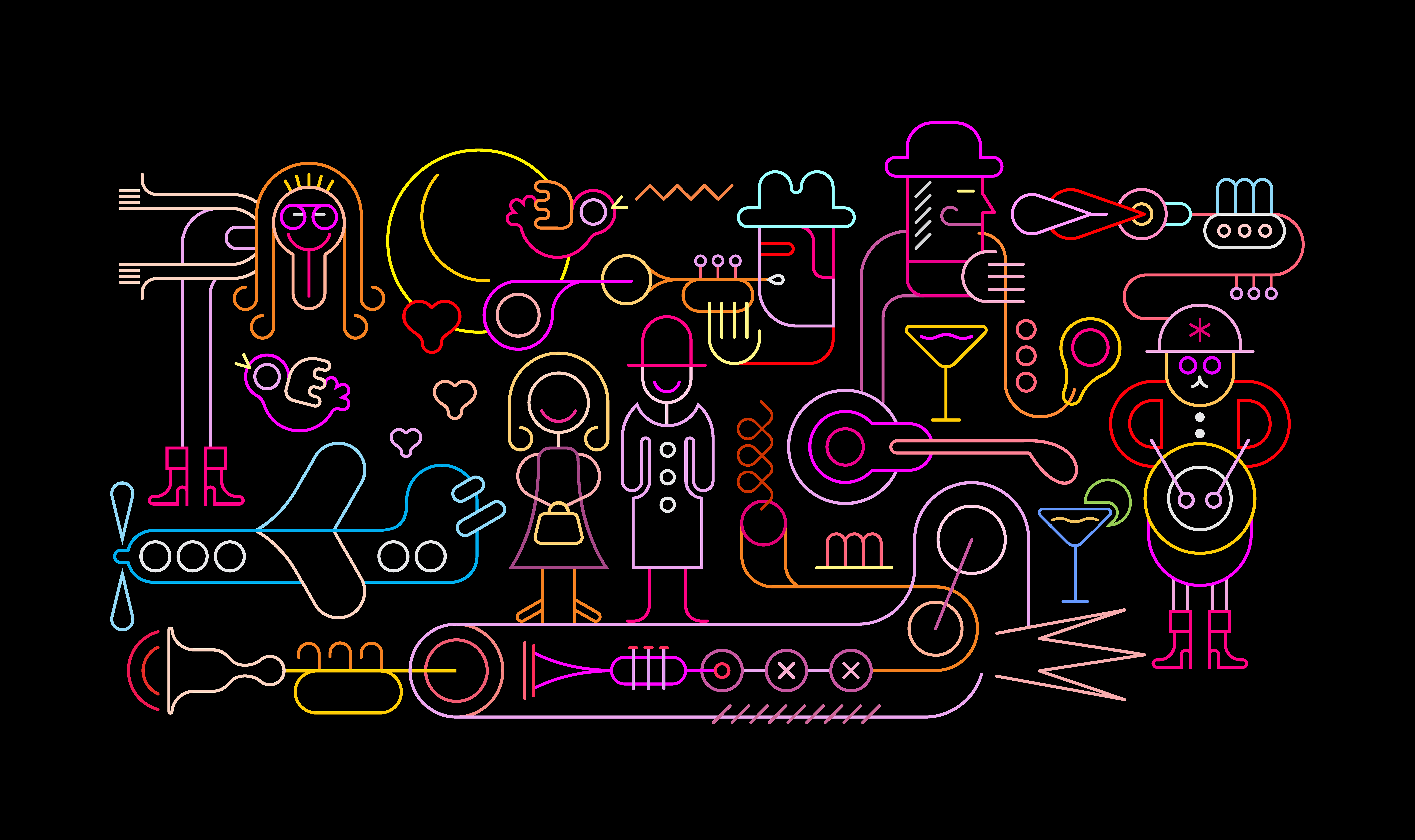 Neon music festival illustration